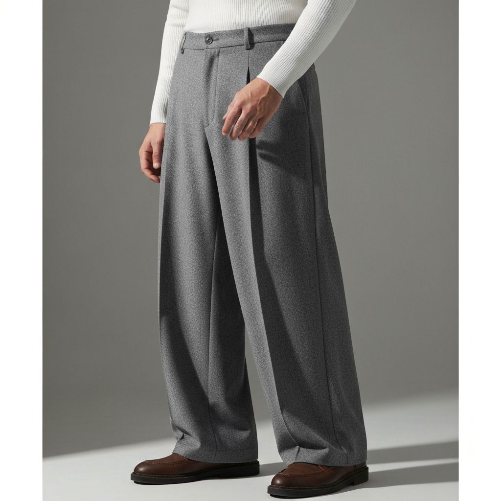 울 블렌드 와이드 팬츠